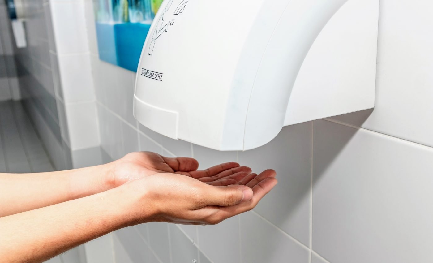 Air dryers spread germs to surfaces beyond the restroom
