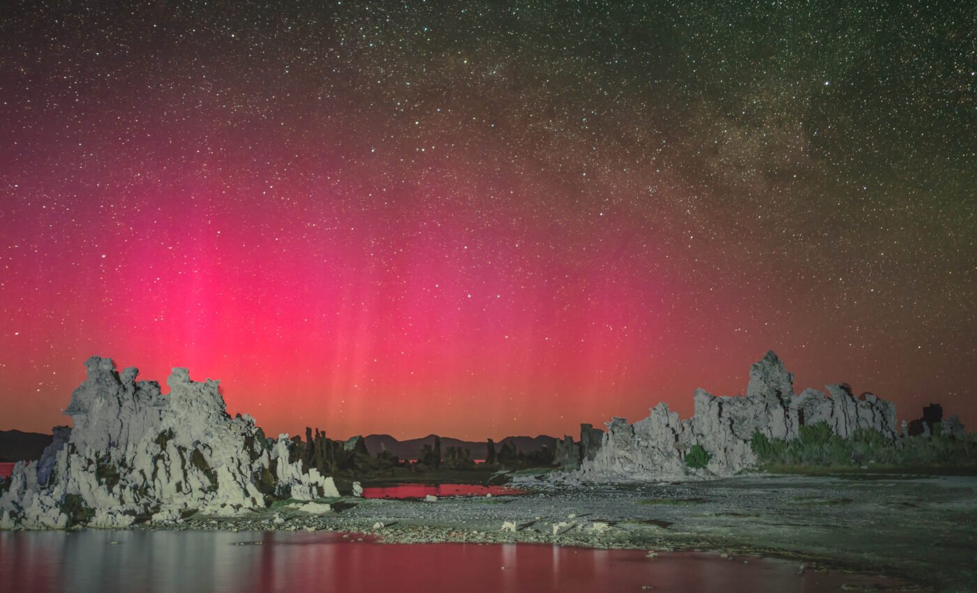 Vibrant red northern lights ignited the skies this week
